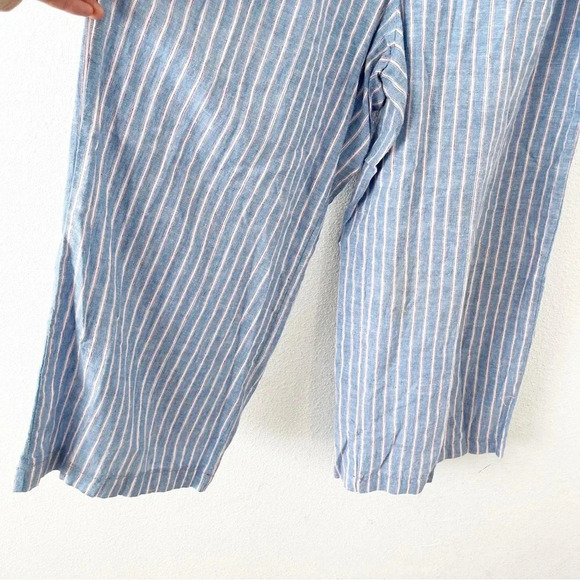 Max studio Blue Pink Pinstripe Linen Blend Wide Leg Pants - Picture 4 of 8
